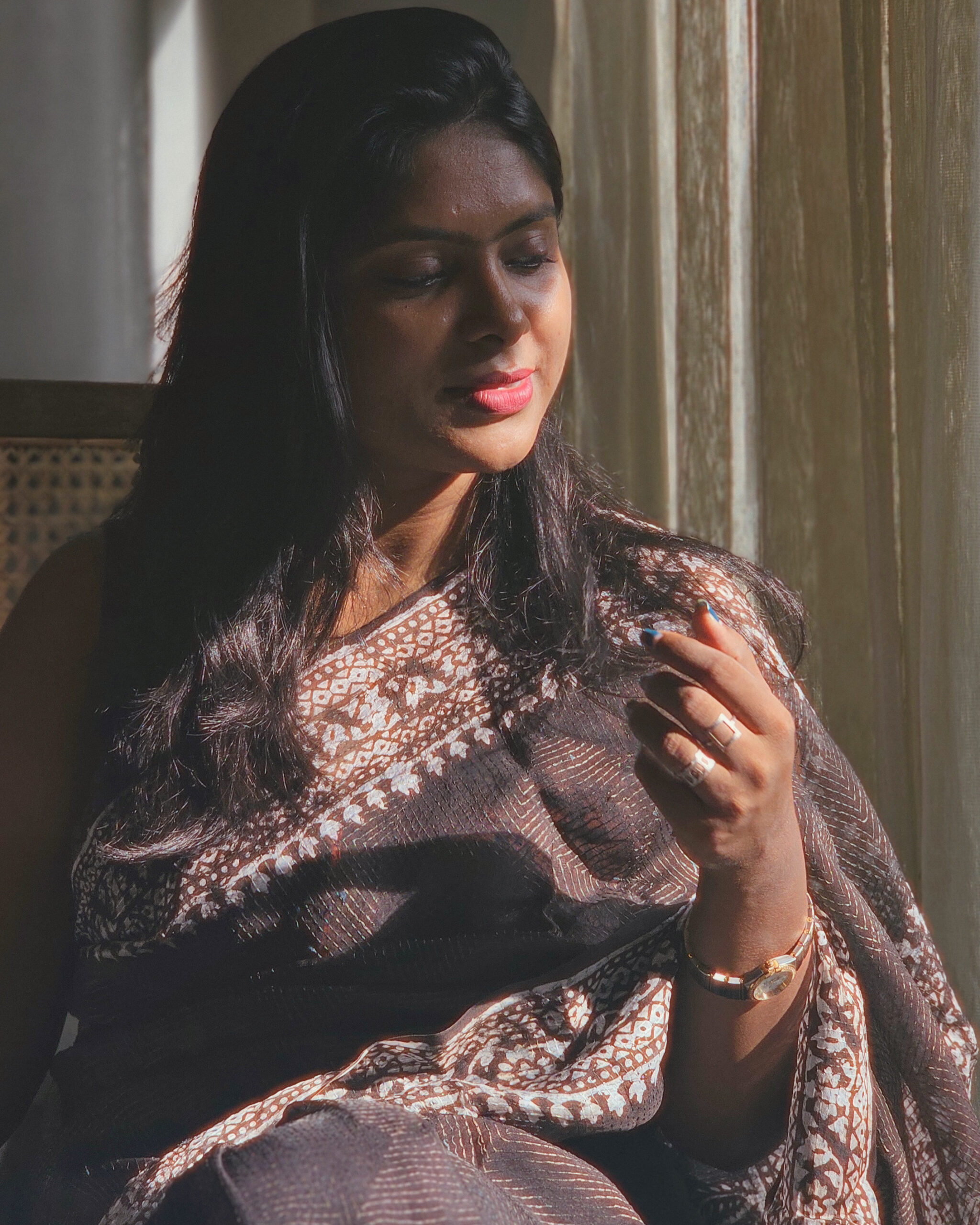 Maslin Natural Dye Kantha Saree from Bangladesh