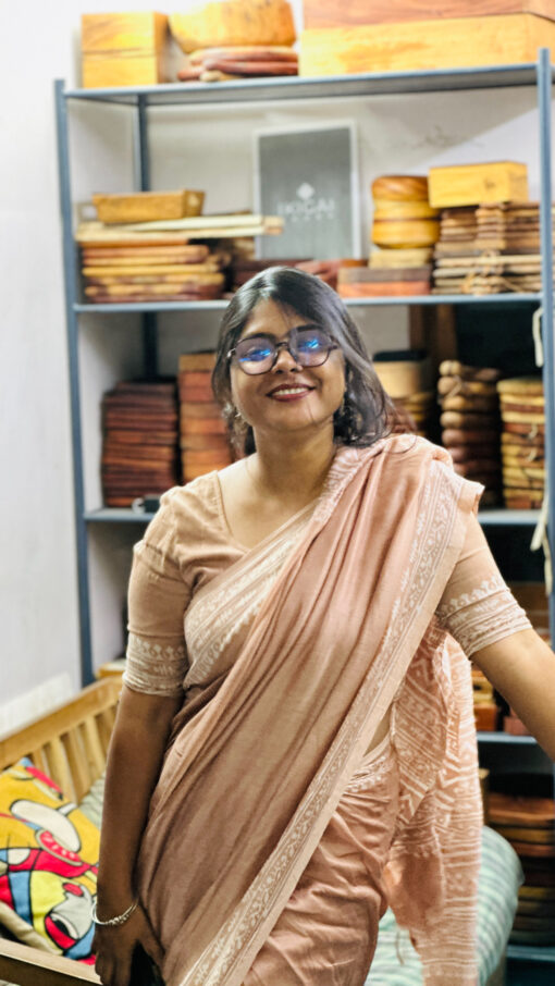 Natural Dye Half silk Saree from Bangladesh
