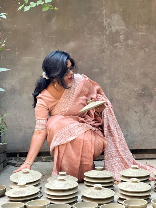 Natural Dye Half silk Saree from Bangladesh