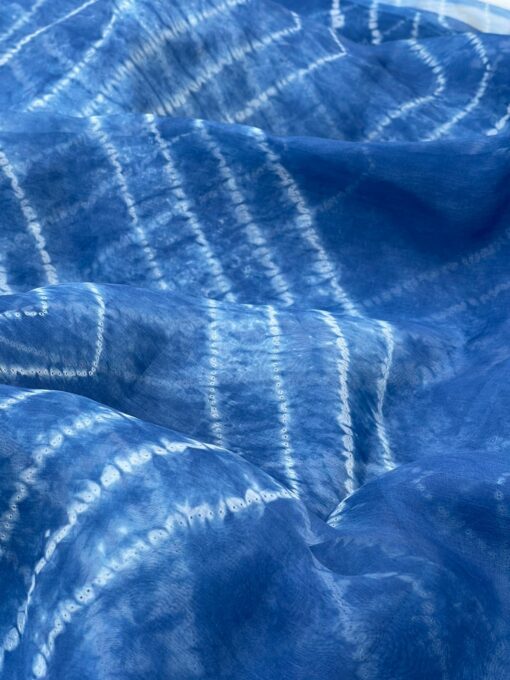 Shibori Indigo Maslin Saree - Image 9