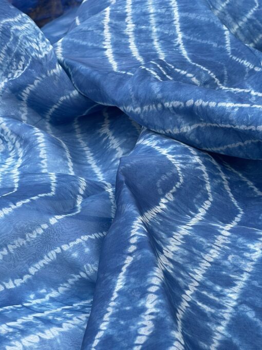 Shibori Indigo Maslin Saree - Image 10
