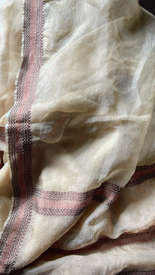 Tea Beige maslin Kantha Saree - Image 5