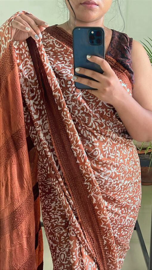 Maslin Natural Dye Kantha Saree from Bangladesh