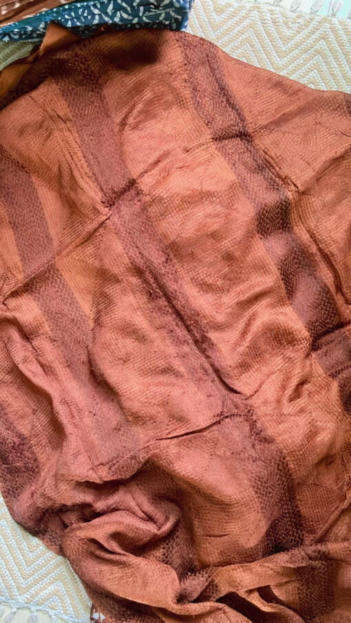 Maslin Natural Dye Kantha Saree from Bangladesh