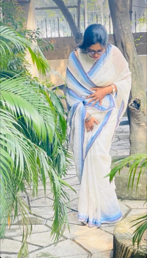 Maslin Natural Dye Kantha Saree from Bangladesh