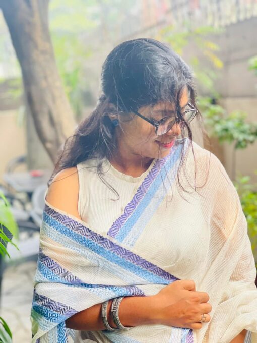 Maslin Natural Dye Kantha Saree from Bangladesh