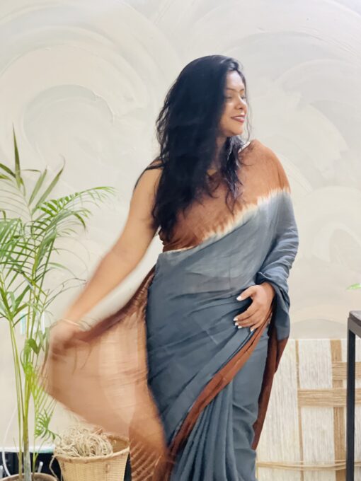 Natural Dye Premium luxury handloom Shibori cotton Saree from Bangladesh