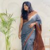Natural Dye Premium luxury handloom Shibori cotton Saree from Bangladesh