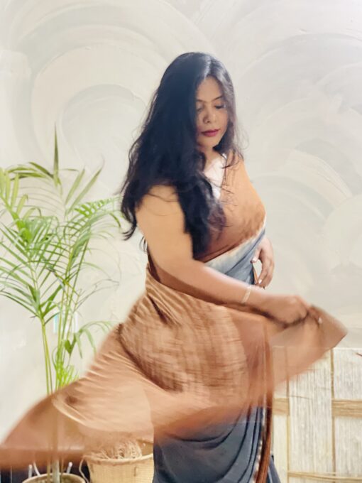Natural Dye Premium luxury handloom Shibori cotton Saree from Bangladesh