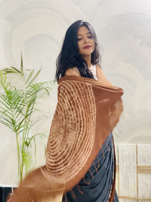 Natural Dye Premium luxury handloom Shibori cotton Saree from Bangladesh