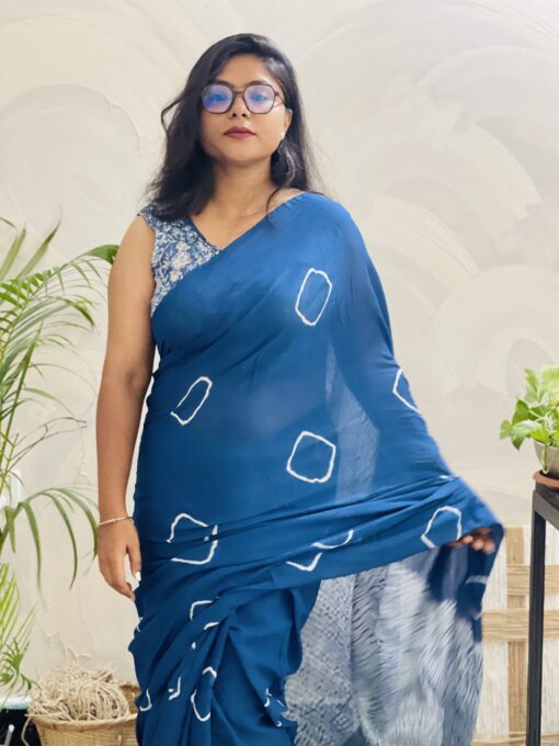 Natural Dye Premium luxury handloom Shibori cotton Saree from Bangladesh