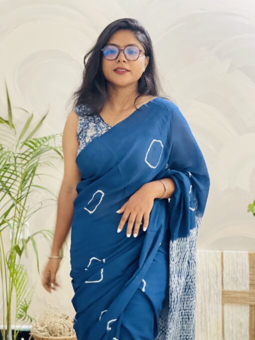 Natural Dye Premium luxury handloom Shibori cotton Saree from Bangladesh