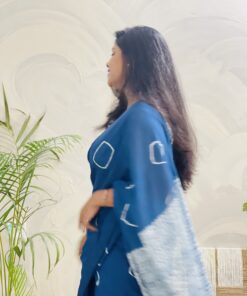 Natural Dye Premium luxury handloom Shibori cotton Saree from Bangladesh