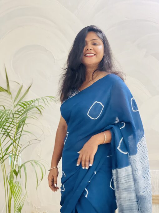 Natural Dye Premium luxury handloom Shibori cotton Saree from Bangladesh