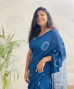 indigo shibori cotton saree from bangladesh