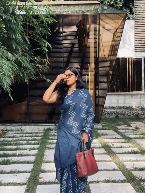Natural Dye Premium luxury handloom Shibori cotton Saree from Bangladesh