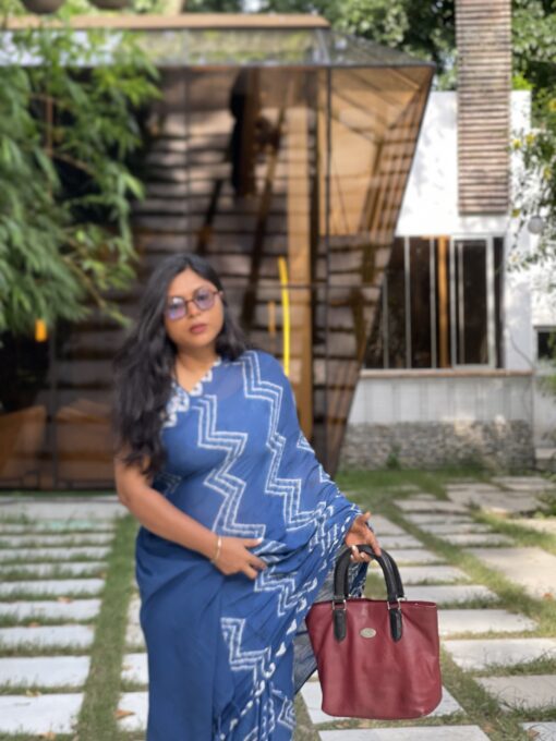 Natural Dye Premium luxury handloom Shibori cotton Saree from Bangladesh