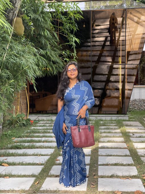 Natural Dye Premium luxury handloom Shibori cotton Saree from Bangladesh