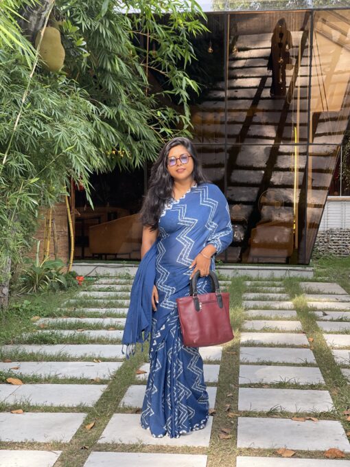 Natural Dye Premium luxury handloom Shibori cotton Saree from Bangladesh