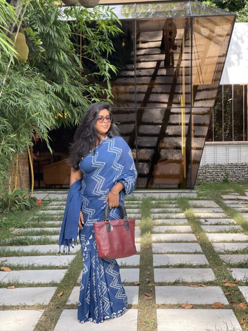 Natural Dye Premium luxury handloom Shibori cotton Saree from Bangladesh