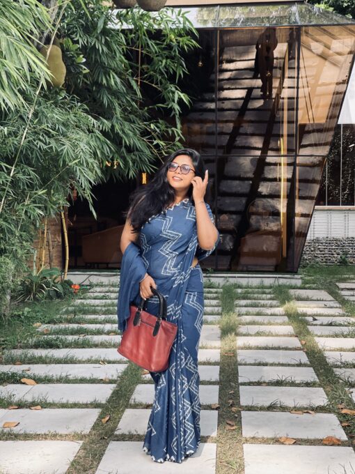 Natural Dye Premium luxury handloom Shibori cotton Saree from Bangladesh