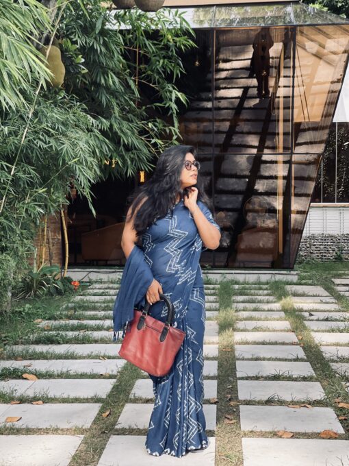Natural Dye Premium luxury handloom Shibori cotton Saree from Bangladesh