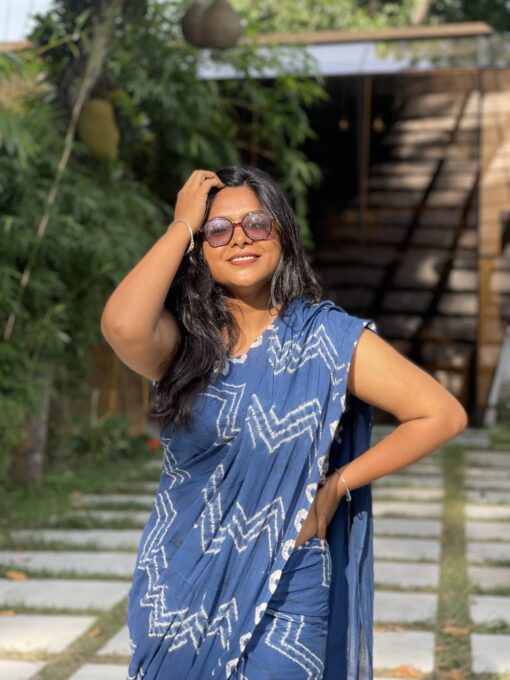 Natural Dye Premium luxury handloom Shibori cotton Saree from Bangladesh