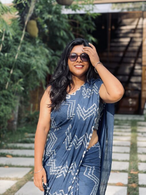 Natural Dye Premium luxury handloom Shibori cotton Saree from Bangladesh