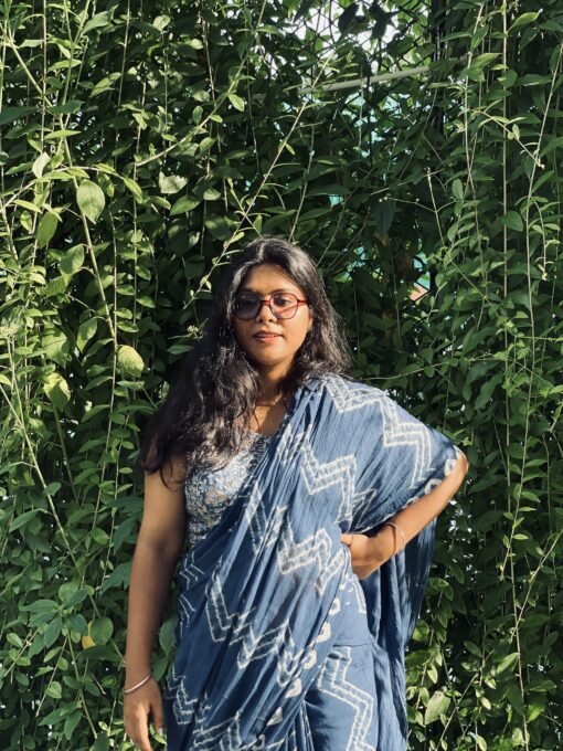 Natural Dye Premium luxury handloom Shibori cotton Saree from Bangladesh