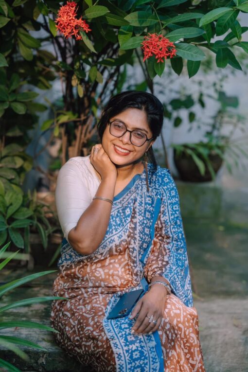 Natural Dye Half silk Saree from Bangladesh