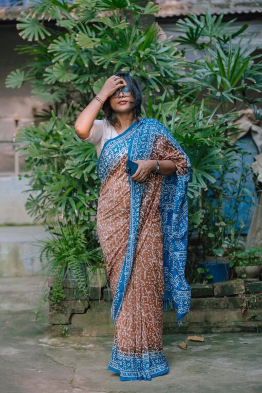 Natural Dye Half silk Saree from Bangladesh