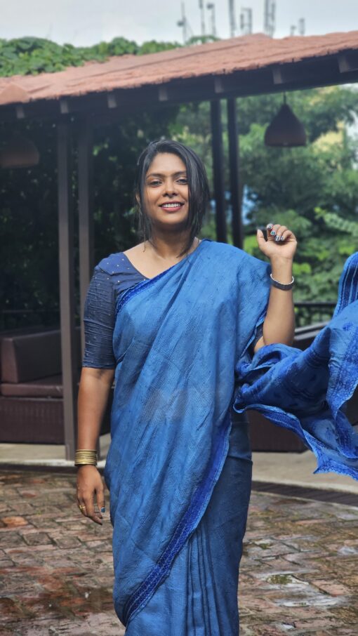 Maslin Natural Dye Kantha Saree from Bangladesh