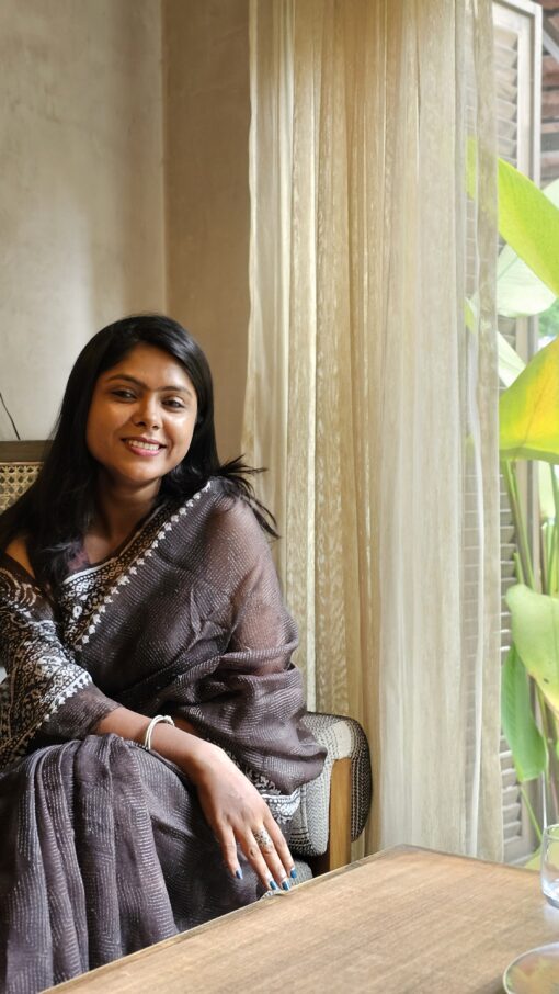 Maslin Natural Dye Kantha Saree from Bangladesh