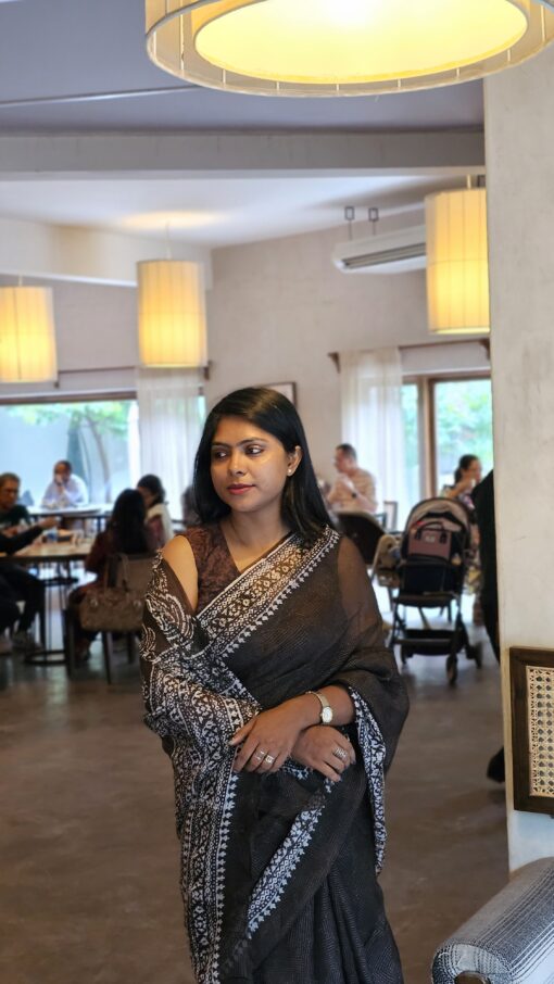 Maslin Natural Dye Kantha Saree from Bangladesh