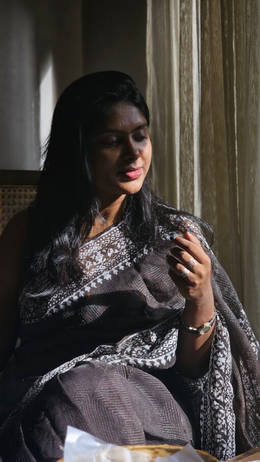 Maslin Natural Dye Kantha Saree from Bangladesh