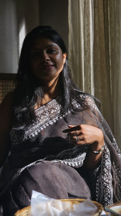 Maslin Natural Dye Kantha Saree from Bangladesh