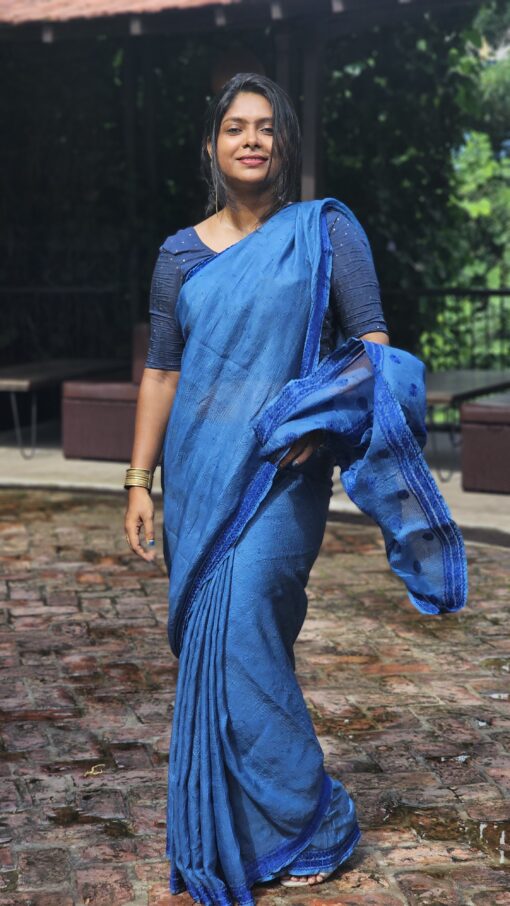 Maslin Natural Dye Kantha Saree from Bangladesh