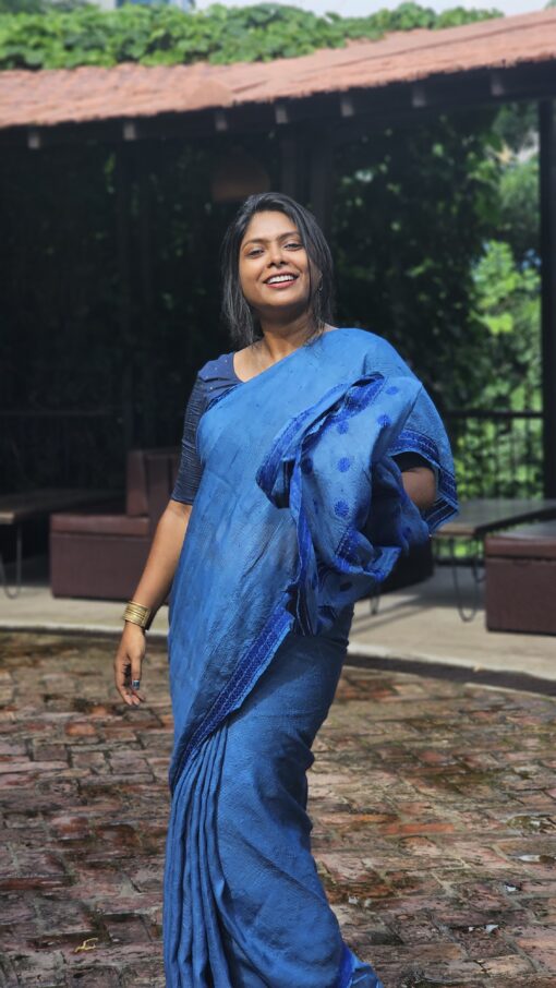 Maslin Natural Dye Kantha Saree from Bangladesh