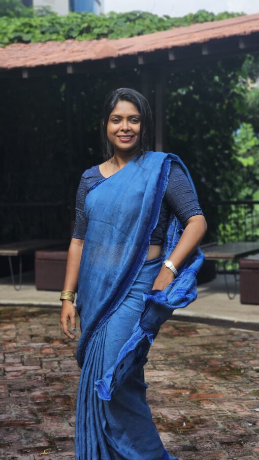 Indigo Kantha saree from Bangladesh