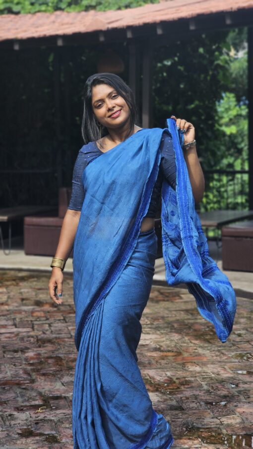 Maslin Natural Dye Kantha Saree from Bangladesh