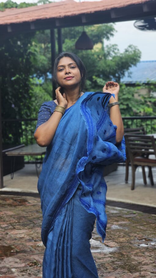 Maslin Natural Dye Kantha Saree from Bangladesh