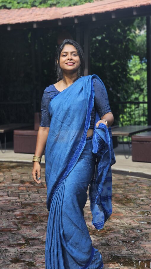 Maslin Natural Dye Kantha Saree from Bangladesh