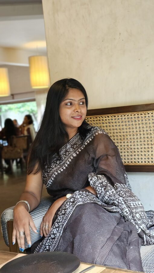 Maslin Natural Dye Kantha Saree from Bangladesh