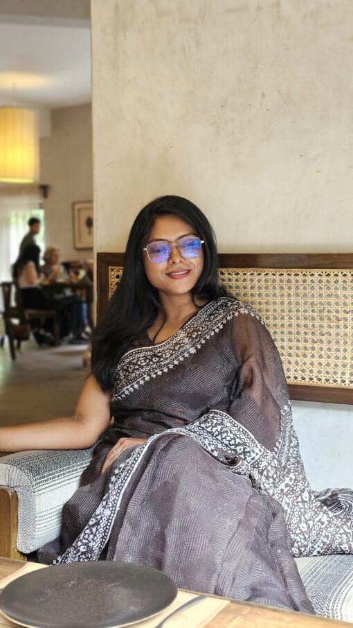 Maslin Natural Dye Kantha Saree from Bangladesh