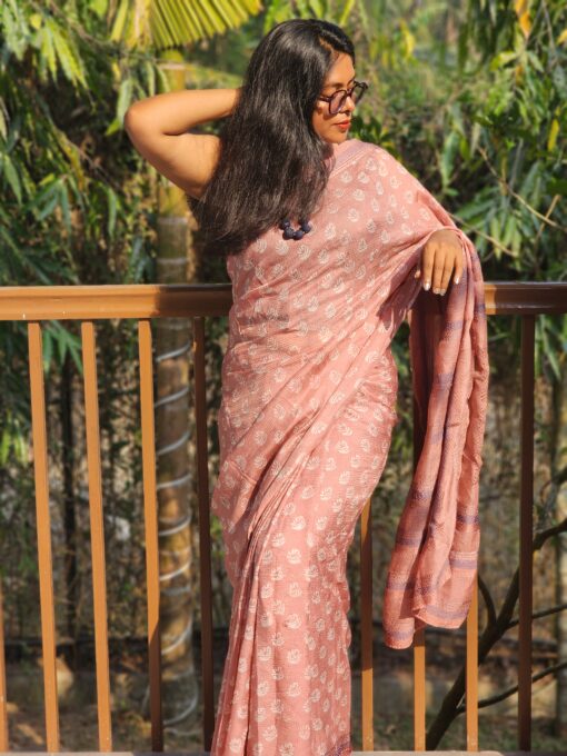Maslin Natural Dye Kantha Saree from Bangladesh