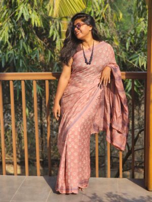Maslin Natural Dye Kantha Saree from Bangladesh