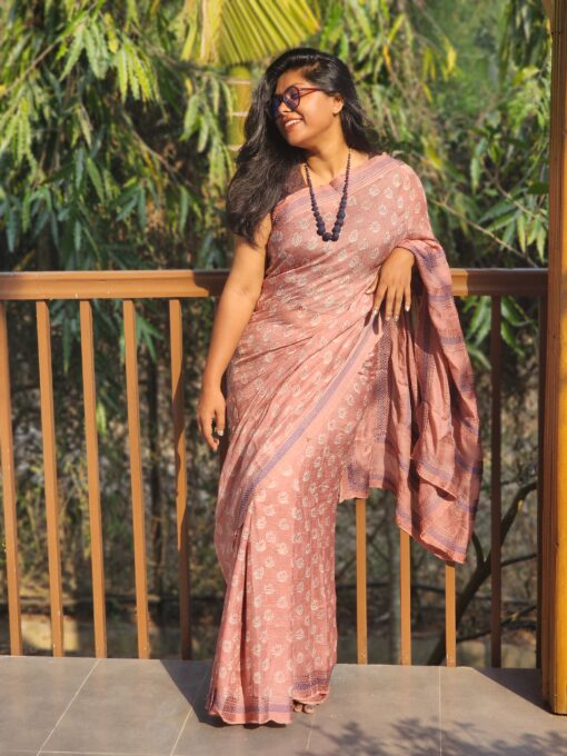 Maslin Natural Dye Kantha Saree from Bangladesh