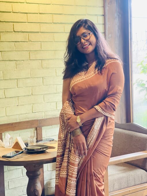Brick Brown Balaka Silk saree - Image 2