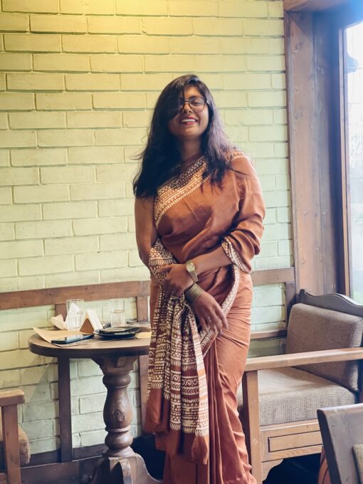 Brick Brown Balaka Silk saree - Image 4