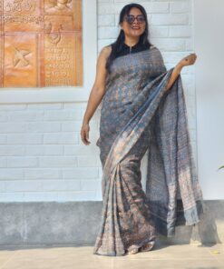 Maslin Natural Dye Kantha Saree from Bangladesh